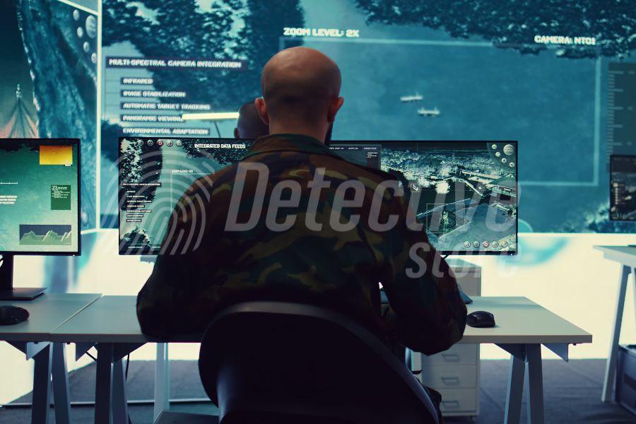 A forensic investigator monitors digital intelligence feeds, showcasing cutting-edge data recovery and cybersecurity techniques in modern investigations.