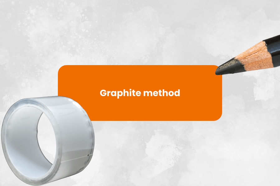 Accessories for fingerprinting at home. visible including pencil and adhesive tape. Box inside with the name of the method.