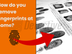 A postcard with visible fingerprints, which are pointed out by a red arrow, referring to the topic of removing traces with household methods.