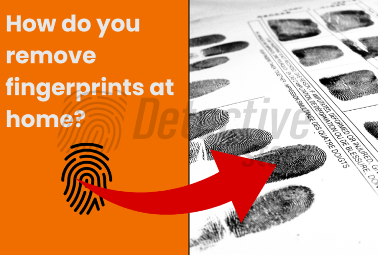 A postcard with visible fingerprints, which are pointed out by a red arrow, referring to the topic of removing traces with household methods.