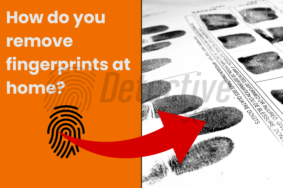 A postcard with visible fingerprints, which are pointed out by a red arrow, referring to the topic of removing traces with household methods.